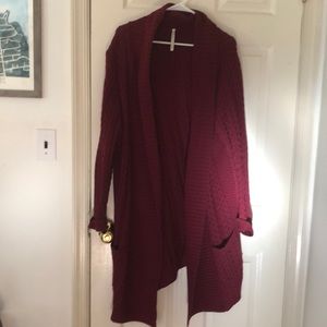 Maroon cable knit duster.  Size XL.